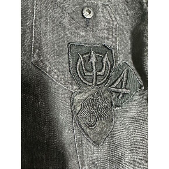 Ring of Fire Men's Black Zip Denim Jacket Size L - Picture 3 of 12